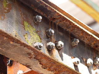 Rusty nuts in the Völklingen Ironworks (Völklingen Hütte), in Germany. This abandoned steel...