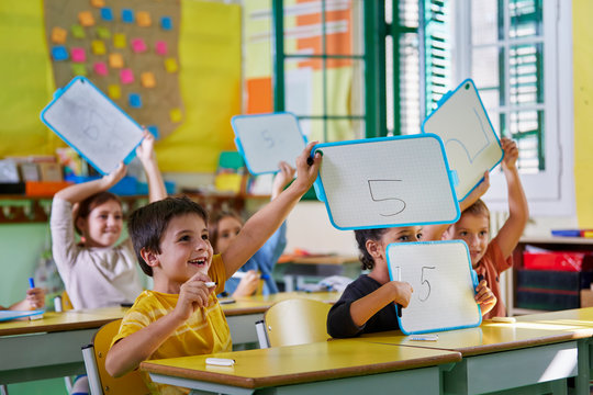 Young pupils during a math class