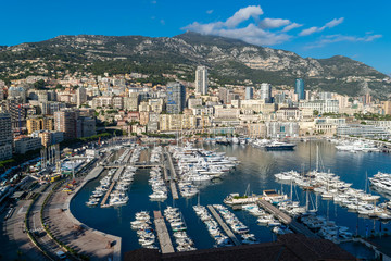 Panoramic view of Monaco city and port