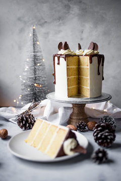 Christmas Chocolate Orange Layer Cake With Orange Buttercream And Dark Chocolate Ganache