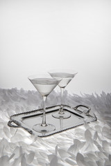 HIgh End White Cocktail glasses with White background 