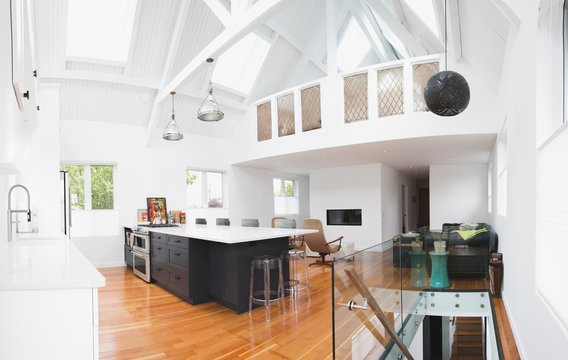 Clean, modern design kitchen and loft