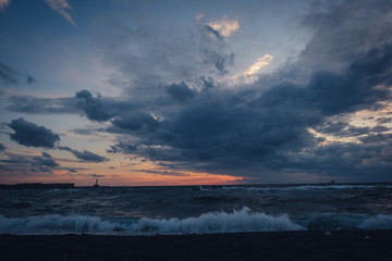 夕方の三宅島の海岸