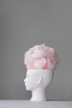 Woman's head with cotton candy