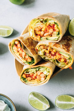 Vegan Bean Burrito With Avocado