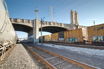 Fototapeta na wymiar An industrial artery next to the Los Angeles River.