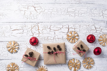 Gift boxes in craft paper