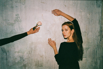 Cinematic Indoor Portrait of Two Beautiful Young Women Shot on F
