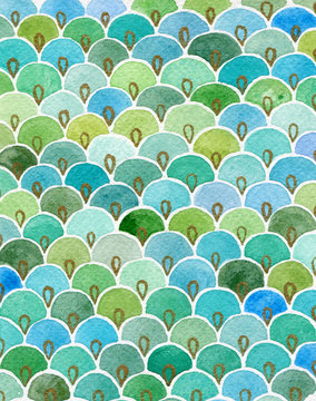 Watercolor fish scale pattern