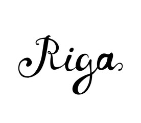 Riga. Calligraphic vector inscription black on white