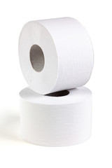 Roll of toilet paper isolated on white background . Close-up image of toilet paper.