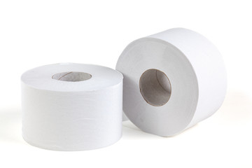 Roll of toilet paper isolated on white background . Close-up image of toilet paper.