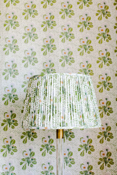 Matching floral lamp shade and wallpaper