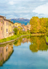 Rieti (Italy) - The historic center of the Sabina's provincial capital, under Mount Terminillo and crossed by the river Velino, during the autumn with foliage.