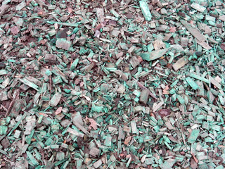 texture small elements background of turquoise wood chips