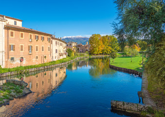 Fototapeta na wymiar Rieti (Italy) - The historic center of the Sabina's provincial capital, under Mount Terminillo and crossed by the river Velino, during the autumn with foliage.