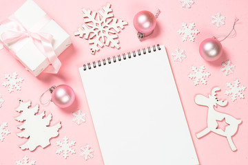 Christmas goals, plans, resolution on pink.