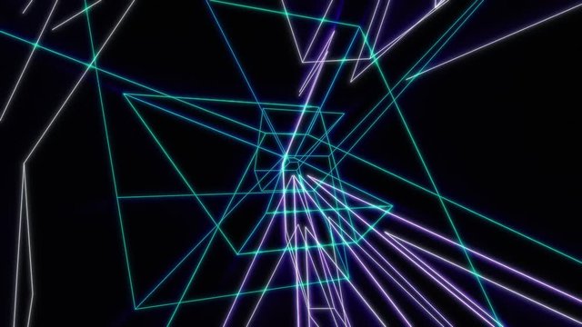 Geometric VJ Visual Of Wireframe 3D Shapes