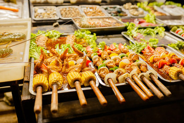 Fried food with sticks, Thai style food, Thailand street food ,Bangkok