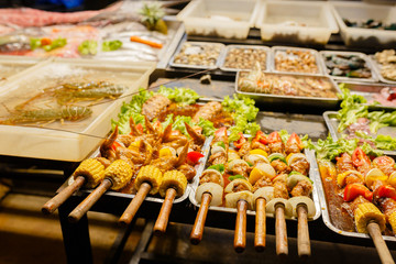 Fried food with sticks, Thai style food, Thailand street food ,Bangkok