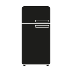 Refrigerator icon. Black silhouette. Vector drawing. Isolated object on a white background. Isolate.
