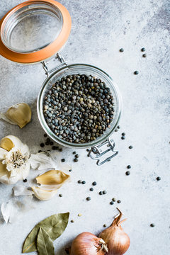 Lentils in a jar