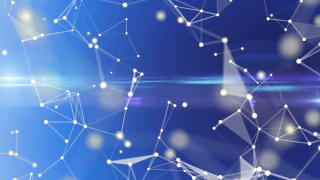 Abstract looping blue background with data transmissions and light