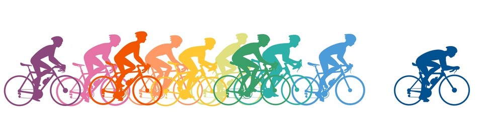 bicycle riders colorful silhouettes. vector illustration