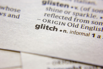 Word or phrase Glitch in a dictionary.