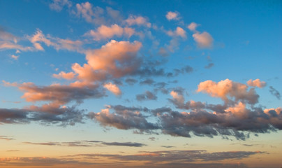 Blue sky and clouds at sunset