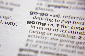 Word or phrase Going in a dictionary.