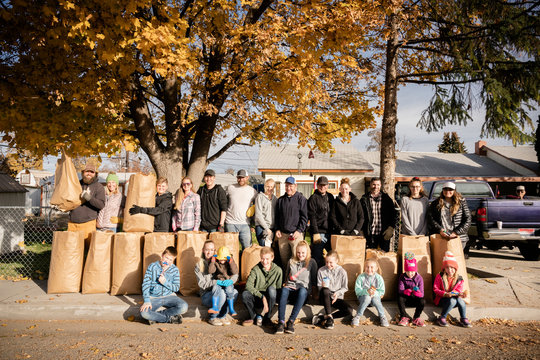 Community volunteers portrait at autumn clean-up