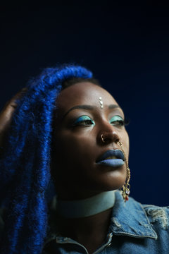 Mystical woman in blue