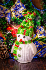 snowman on christmas background