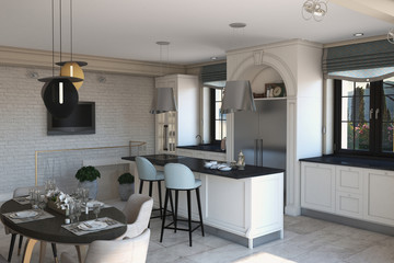 residential interior visualization, 3D illustration