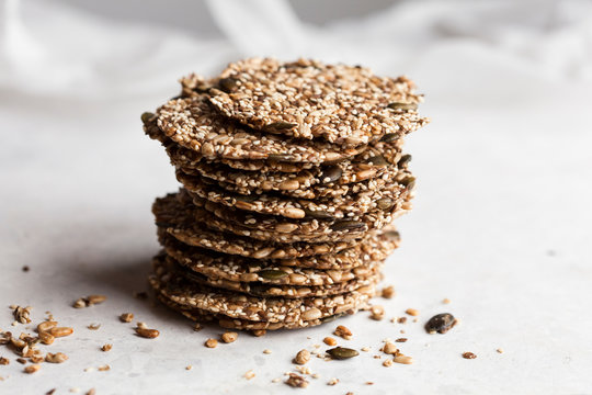 Healthy snack of seed crackers