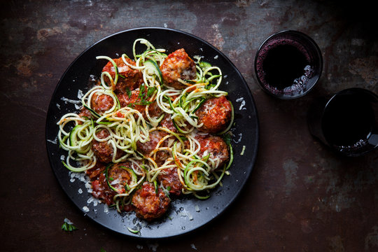 Meatball zucchini noodles