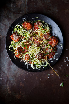 Meatball zucchini noodles