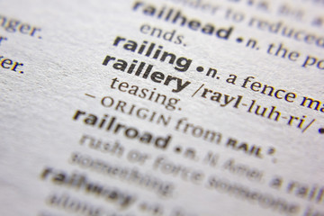 Word or phrase Raillery in a dictionary.