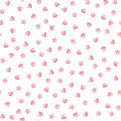 Cute pink stars and hearts pattern