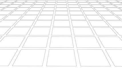 Vector perspective grid of squares. Detailed lines on white background.
