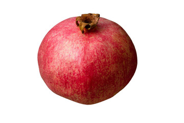 Ripe pomegranate fruit isolated on a white background. Organic  farm products, healthy food.