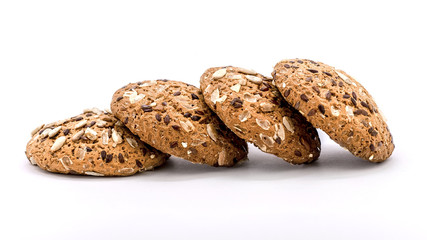 Cookies with sunflower seeds on a white isolated background_