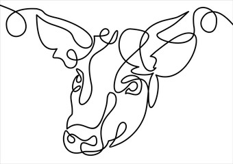 Pig is a symbol.Vector continuous line.