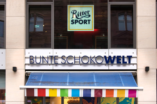 berlin, brandenburg/germany - 14 03 19: ritter sport chocolate shop in berlin germany