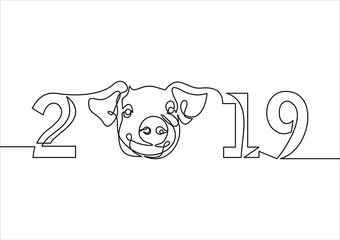Pig icon. Pig is a symbol of the 2019 Chinese New Year.
