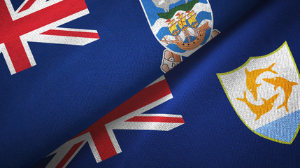 Falkland Islands and Anguilla two flags textile cloth, fabric texture