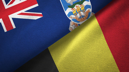 Falkland Islands and Belgium two flags textile cloth, fabric texture