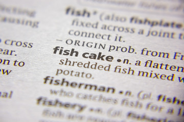 Word or phrase Fish cake in a dictionary.