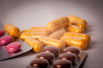 pills on white background